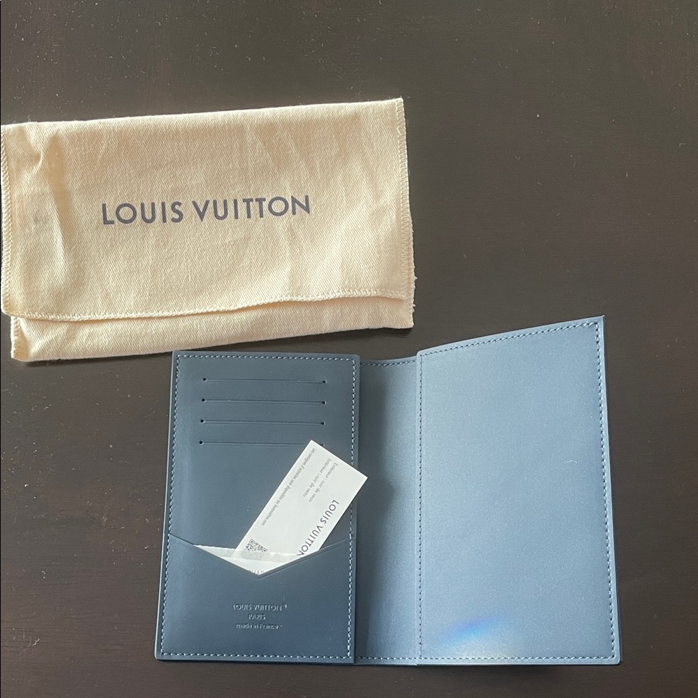 Louis Vuitton Embossed Blue Card Passport Holder - Picture 2 of 4